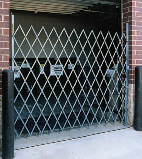 00 36" 28x92" 5415300-U 183.00 B. Pivoting Double Gates Drop pin at center stabilizes closed doors. Rolls on 2" steel swivel casters. Expanded Width Retracted WxH 8' 6.