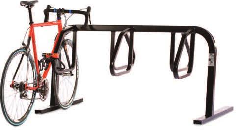 9 Outdoor Products Bike RACkS Galvanized Bike Rack Galvanized steel Flange mount Holds 2 bikes Rectangular flange mounts securely to cement. Pre-drilled 3 /4" mounting holes.
