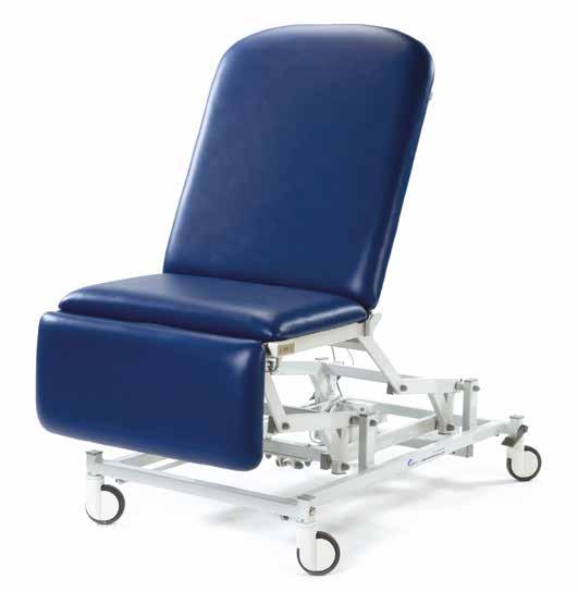 Central locking wheel system Electric height, backrest and single foot section. Independently braked castors Electric height, backrest and single foot section.