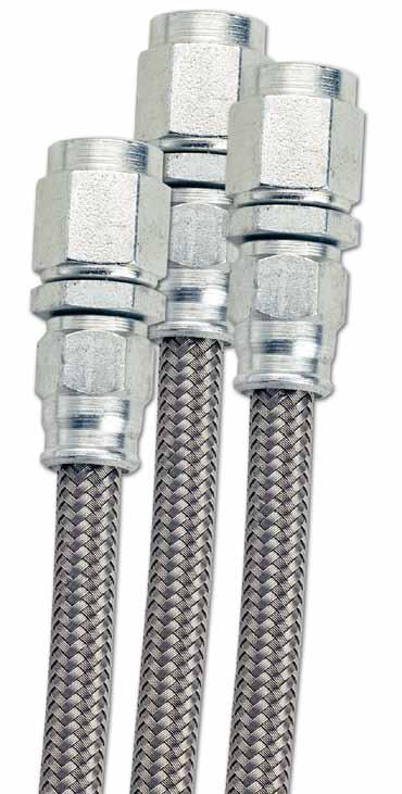 6000 SERIES P.T.F.E.-LINED STAINLESS HOSE The properties of P.T.F.E. make it a natural for all highly corrosive applications like automotive brake fluid. P.T.F.E. also works well for hot oil and power steering fluid.