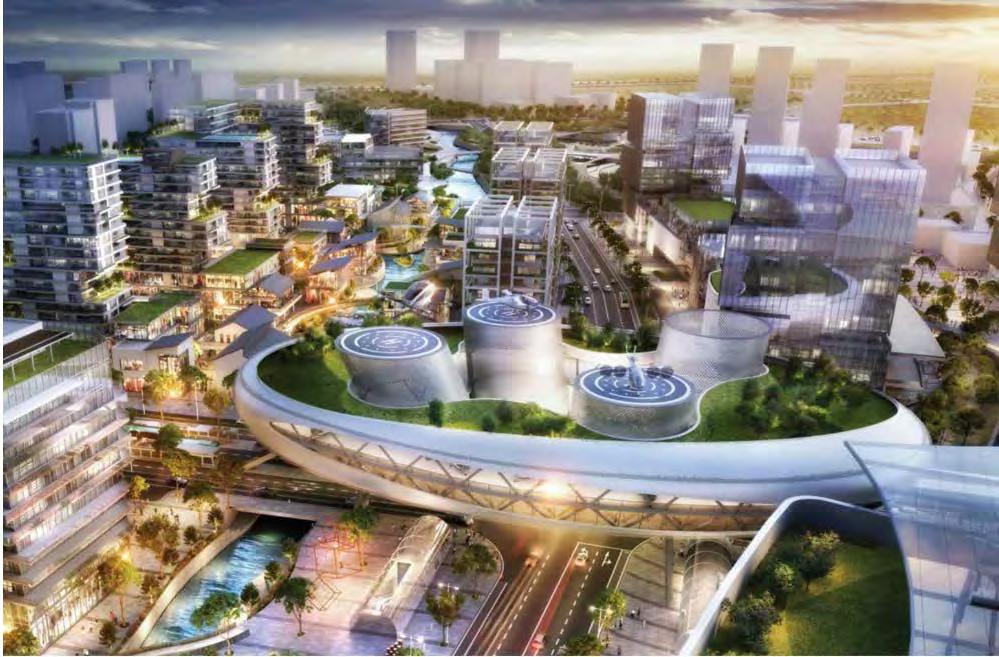 Transit Oriented Development New town development: Qi Bao TOD Urban Complex: Build around metro line 9 station, high rise, mix use development.