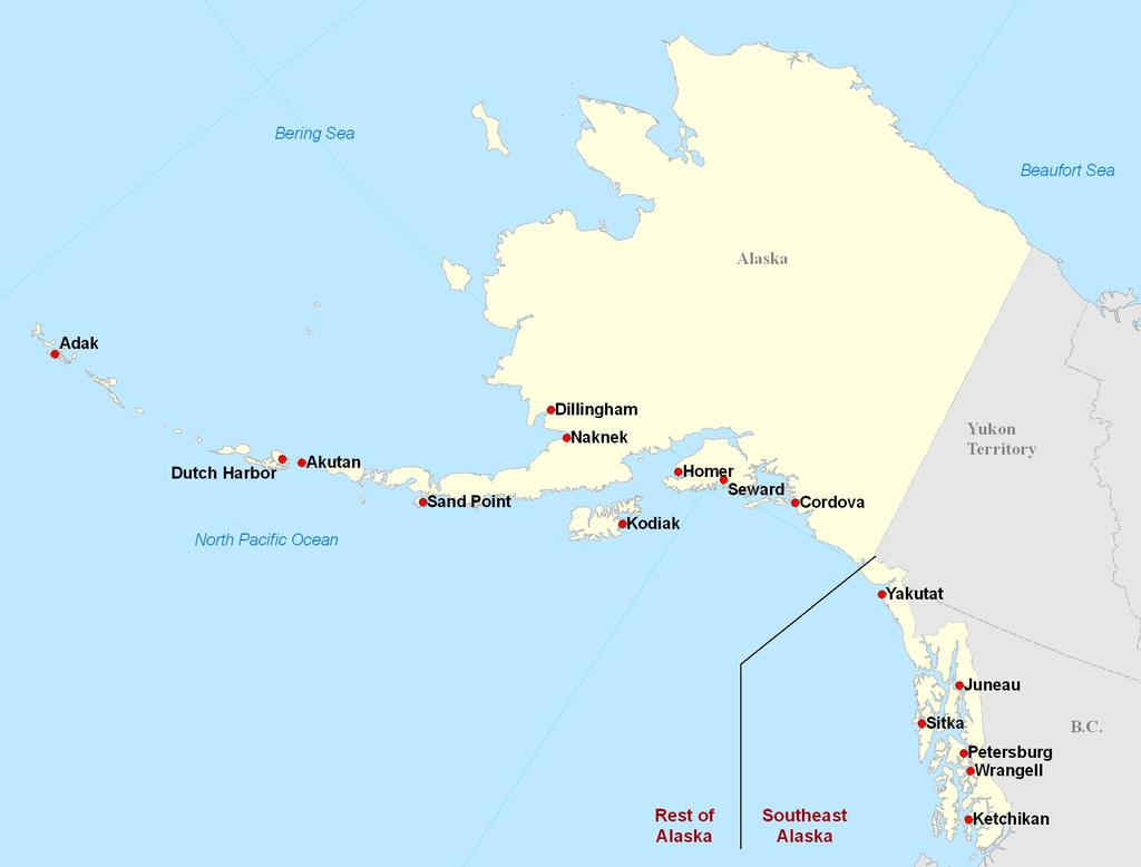 Selected Ports Fuel suppliers who provided data include the following: Alaska Rest of Adak Akutan Cordova Naknek