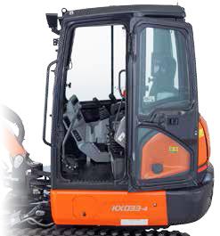 Wider Entrance The KX033-4 features a much wider door and more ample foot space, making it a breeze to get on and off the excavator.