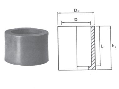 BS Reducing Bush End Cap To solvent weld 2 pipes or fittings of different diameter. L 1 L 2 D 1 D 2 (Gram) 20mm x 15mm 17.9 20.2 21.5 26.