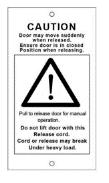 (12) Door safety label (13) Manual release