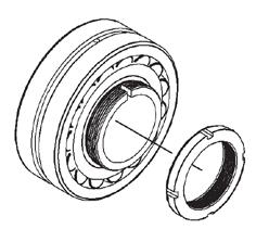 Remove the bearing lock nut (G) and bearing lock washer (H).