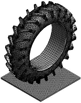 Under the action of an external load (weight per wheel), a tire deforms as shown in Figure 2.