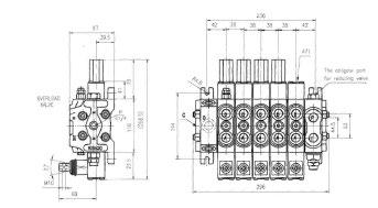 55±5 ack pressure in outlet sections 60 bar Dimensions + Type of valve DCV 60/1 130 84 DCV 60 DT Detent kit DCV 60/2 168 122 DCV 60 PR Port relief DCV 60/3 206 160 DCV 60 MRV