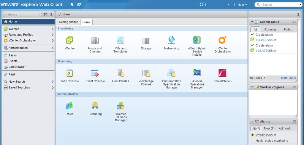 PowerChute Network Shutdown: VMware User Guide To access the vsphere Web Client plugin: Log into vcenter Server using the vsphere Web client and access the PowerChute UI by clicking on