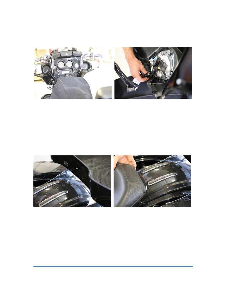 Installation steps: - Cover tank and fenders to avoid scratches during this process. - Remove bottom bolts from fairing then put and wheel chock and secure. - Remove the remainder of fairing bolts.
