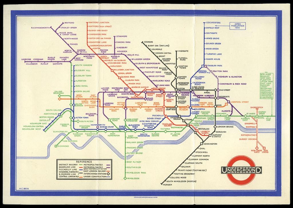 Beck used his experience to map the complex tube route in the same colour coordinated format found in electrical circuit diagrams to propose a