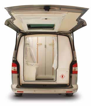 Specification The Topaz provides all of the features that you would expect to find on a larger campervan, including a rear bathroom with sink, shower and toilet, all neatly packaged and put to