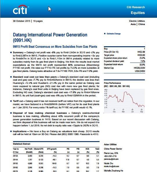 recurrent profit of the company s power generation business in 1H15.