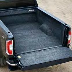 tie-downs and accessories Non-skid surface keeps cargo in place A built-in hinge between the truck bed and tailgate prevents debris from collecting Fade- and UV-resistant foam is similar to that used
