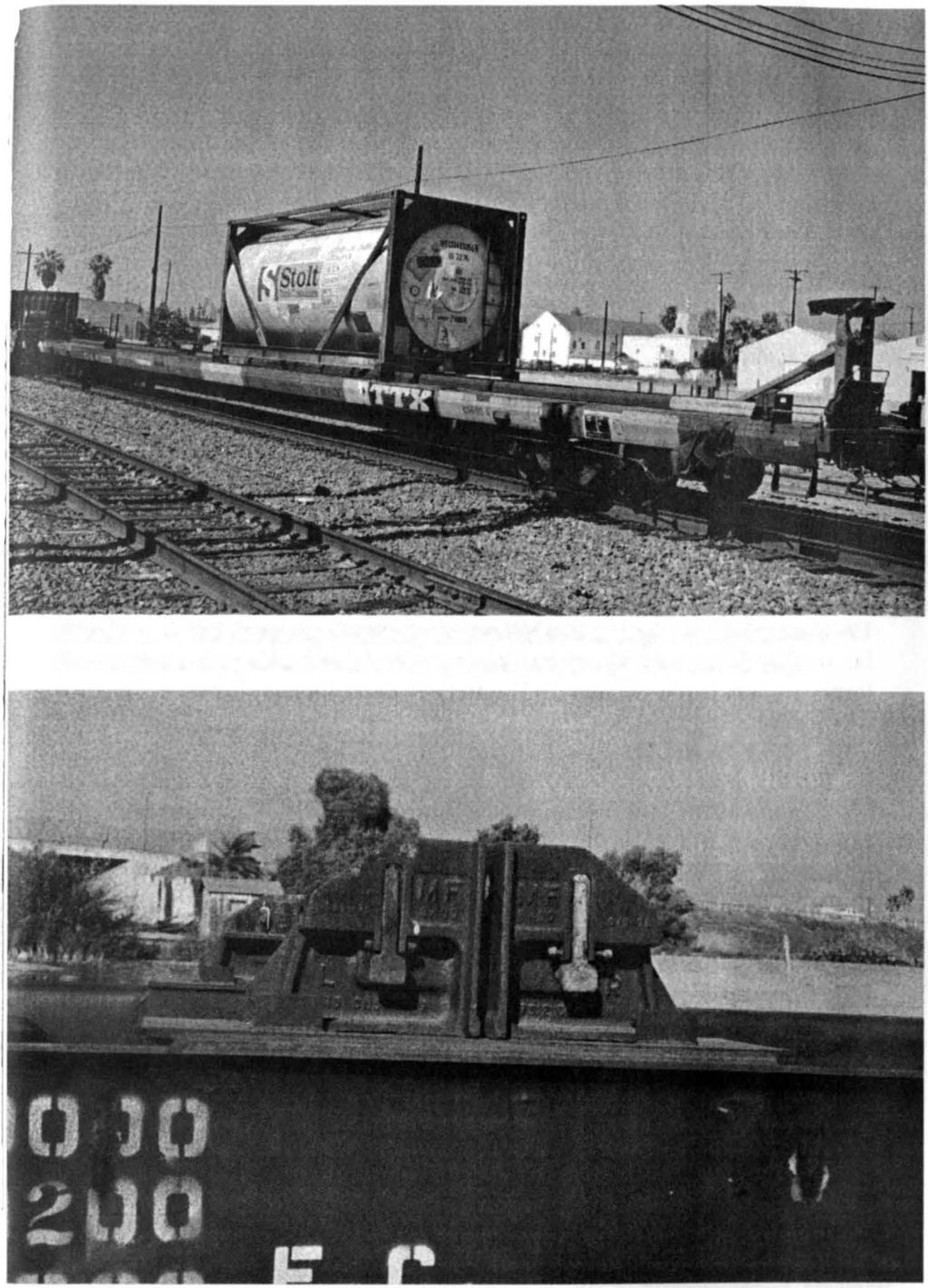 FIGURE 1. A TIX Company (Formerly Trailer-Train Company) 89' All-Purpose Flatcar. Note the trailer hitch in the upright position (G.