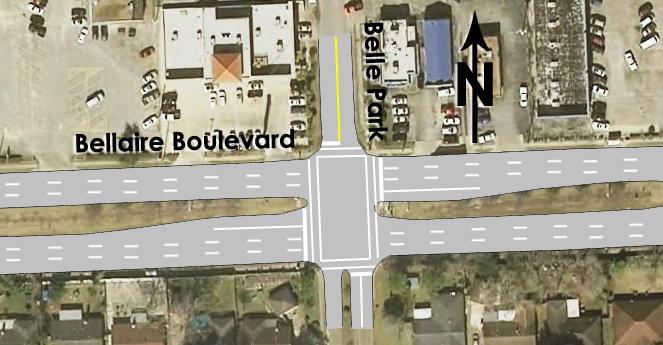 Figure 4: Bellaire Boulevard at Belle Park Drive Intersection Layout 2.