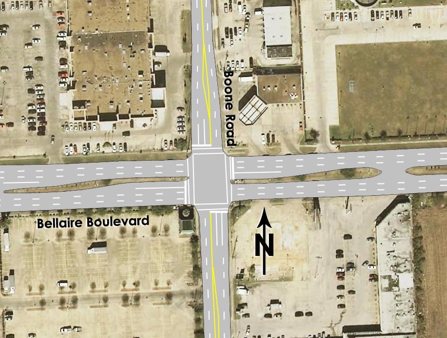 Figure 5: Bellaire Boulevard at Boone Road Intersection Layout 2.