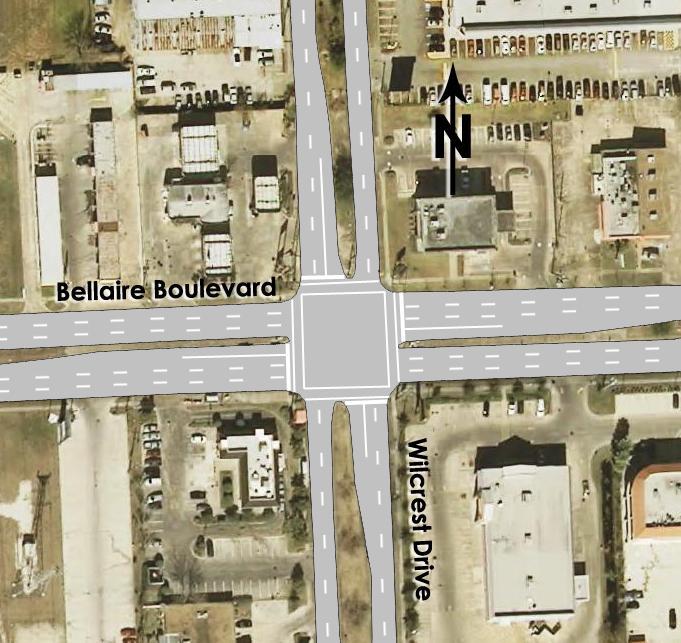 Figure 6: Bellaire Boulevard at Wilcrest Drive Intersection Layout 2.