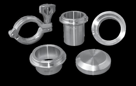 Polished fittings meet or exceed FDA and 3-A regulatory standards.