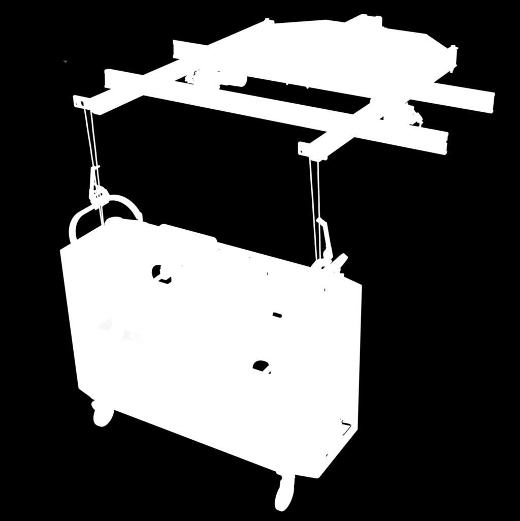 With both suspension alternatives, the jibs are moved out of sight when the roof trolley is not in use. The roof trolley is a very light structure that can be installed even on light roof structures.