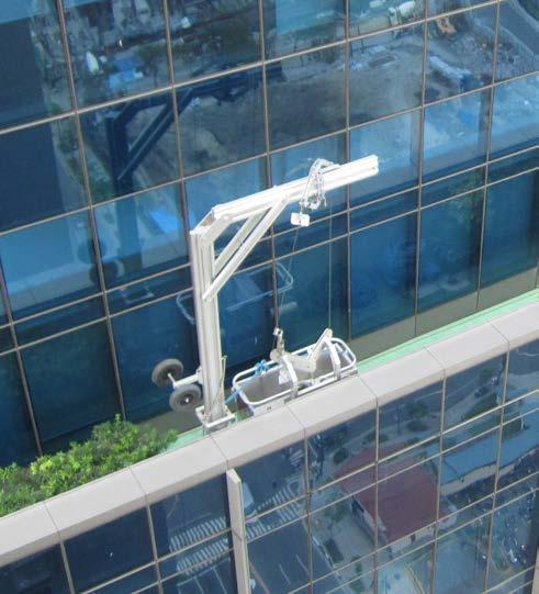 The davit solution is a common access solution for simple facades. However as it is not traversing, the davits need to be manually moved.