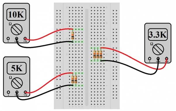 Resistors in Parallel Now try resistors in a parallel configuration.