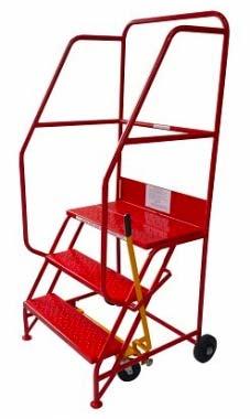 Industrial Steel Mobile Safety Steps 550mm wide High quality Industrial Safety Steps manufactured in the UK from tubular steel, with punched steel treads.