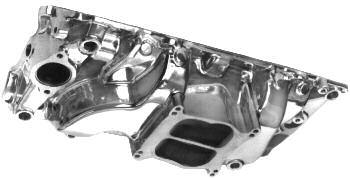 This manifold also features cast-in nitrous bosses with water outlets at all four corners plus dual distributor holddowns. 73-37903 show polished............$ 249.00 ea.