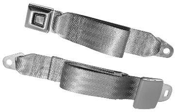 00 ea. UNIVERSAL SEAT BELT BUCKLE EMBLEMS Universal lap belts with chrome buckle include hardware and are for one person.