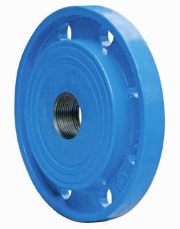 THREADED, BANK FANGE Made of ductile iron, epoxy powder coated sized according to EN 1092-2 and drilled in accordance with EN 1092-2 PN 10 standard; PN 16 for 200 to 300 please specify on order -