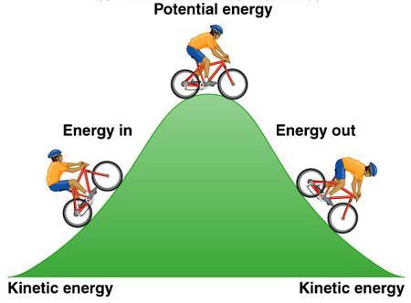 When it goes down the hill it is using kinetic energy again. Figure 1.3: Roller coaster The example of a cycle rider (shown in figure 1.