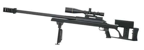 BMG - Sniper and Anti Material Rifles Barrett 95 Caliber -.50 BMG Weight - 23.5 pounds (10.7 kg) Overall length - 45 inches (114.3 cm) Operation - Magazine fed, bolt action Barrel - 29 inch (73.