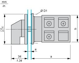 Dimensions Drawings Dimensions Front Mounting e support panel thickness 0.5 to 5.5 mm / 0.