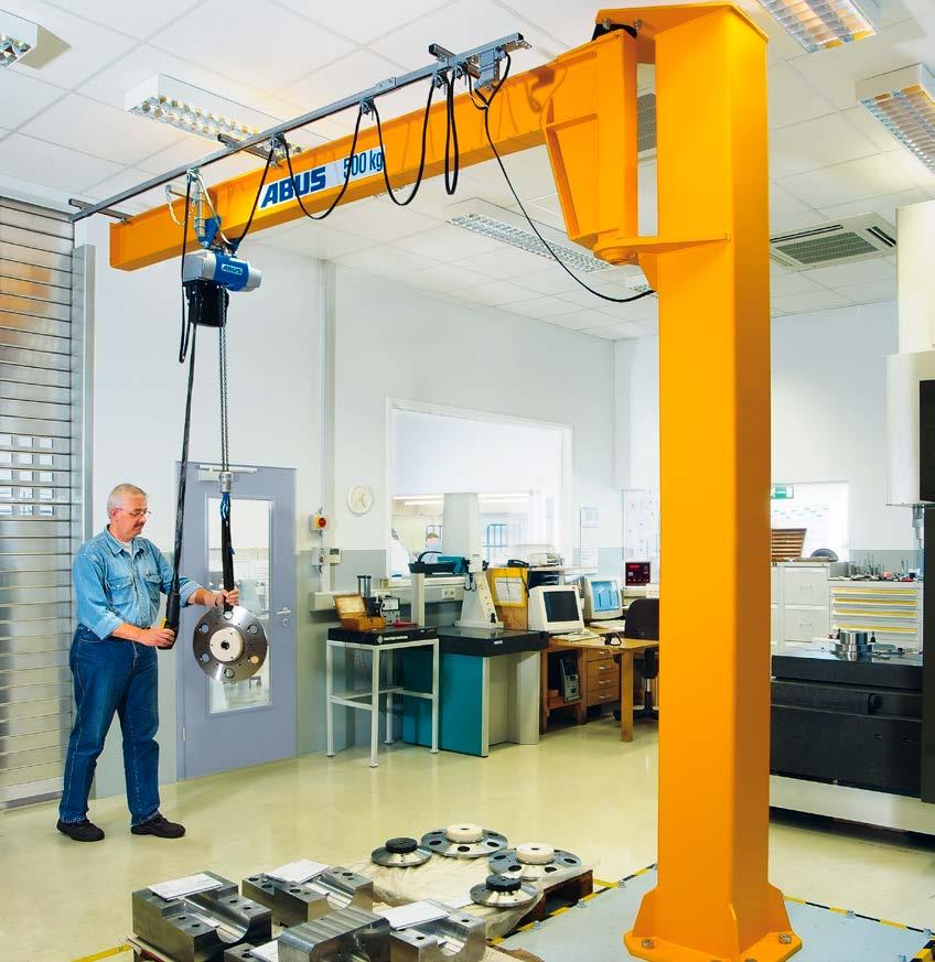 Pillar jib crane LSX with electric chain hoist ABUCompact GM2 Capacity: Jib length: Overall height: 500 kg 3,2 m 3,4 m The advantages of the pillar jib crane LSX are evident in workplaces with