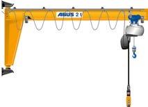 Wall jib crane VW with electric chain hoist ABUCompact GM4 Capacity: Jib length: Lift height: 1 t 5 m 5,3 m This crane is required in tank and container construction for transport of loads between