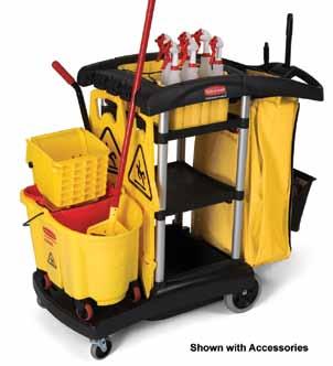 Rubbermaid Janitor Cart with Zippered Yellow Vinyl Bag Zippered bag for easy