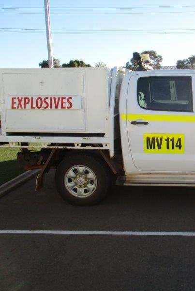 Risk category 2 Cosmetic changes to vehicle Placarding (Class 1 diamonds front and rear and the word EXPLOSIVES to all four sides) Lockable carry box or equivalent $2.