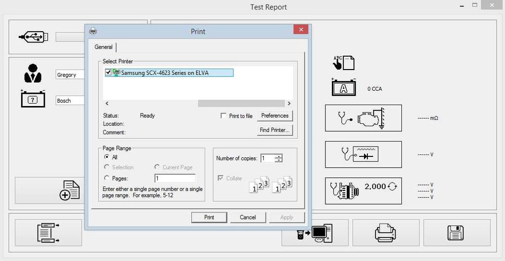 Printing Results from PC Printer: While on this page, if you wish to print out the results, make sure that your printer is connected to the computer. Click on tab and a text box will appear.