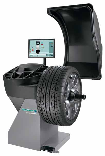 Car wheel balancer with touchscreen monitor and Power Clamp device 7600p The wheel balancer for tyre shops, car dealerships and garages with medium to high tyre service volume: with touchscreen