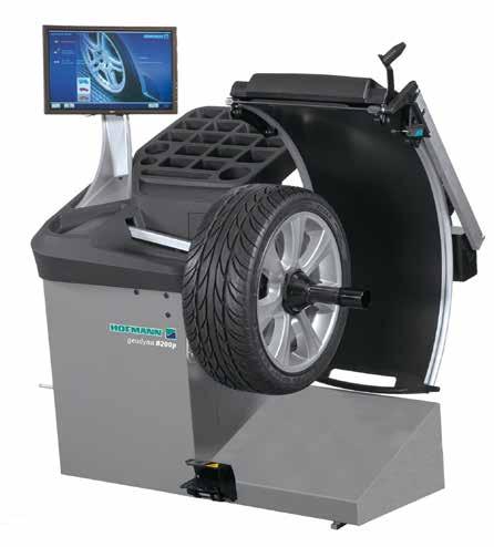Car wheel balancer with non-contact data entry and diagnostic functions 8200p The wheel balancer with diagnostic functions for tyre shops, garages and car dealerships with high tyre service volume.