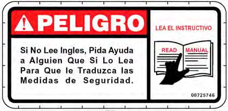 SAFETY Decal Description Peligro Translation, If you do not know how to
