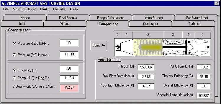 For a full analysis of an engine, the user should define the input data for each of the six sections of the engine.
