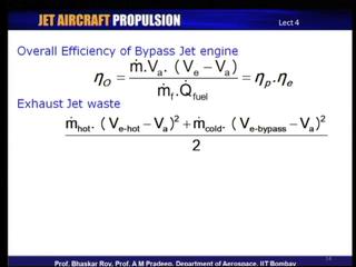 (Refer Slide Time: 54:50) Now, overall efficiency of such a bypass engine without reheat can be again written down in terms of the hot
