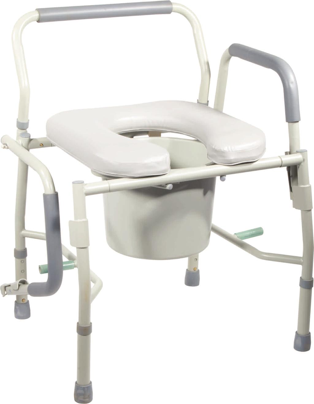 Deluxe Steel Drop-Arm Commode with Padded (Tool Free) 11125PSKD-1 New Knock-Down Frame, with Padded with Open Front End, 1/cs 10386G-8