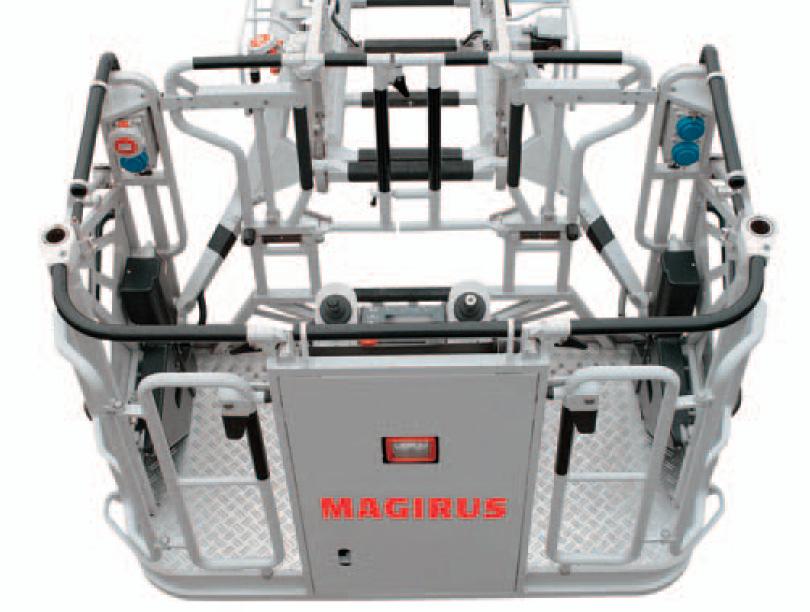 RESCUE CAGE Rescue cage is automatic foldable type, permanently fixed on the top of the ladder (but can be also removed), allowing to operate the lift while the cage is place.