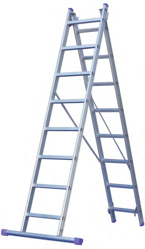 2-part combination ladder 8215 can be used as standing and leaning ladder galvanised stiles ergonomically designed aluminium stiles very appealing design hooks with anti-derail device clear width
