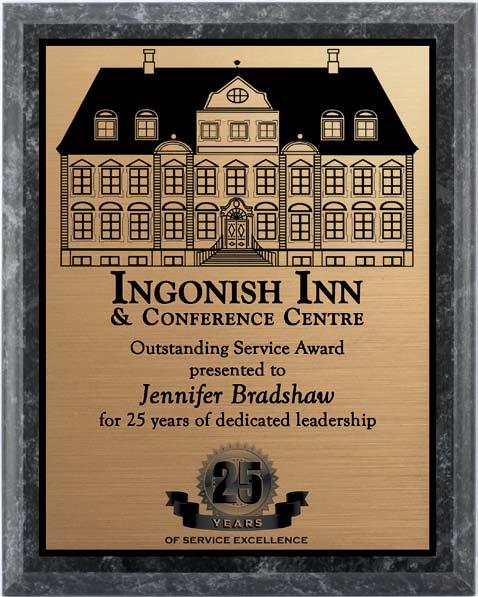 ECONOMY SERIES PLAQUES Choose laminated plaque from 7 available finishes and choose method of decorating: Standard engraving on aluminum or full colour sublimation Value