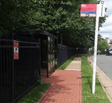 Bus Stops Near GHBC: o Eastbound >> Pentagon City: Across the street in front of Wildwood Towers apartments (1075 Jefferson St) Although there s no traffic light, large yellow pedestrian crossing