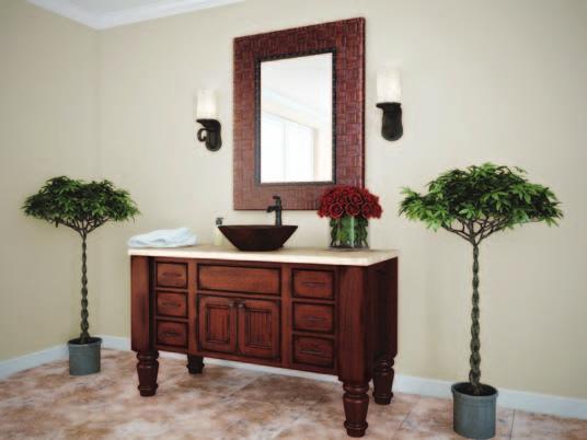 This Spa Vanity was created with StarMark s lexandria inset door style in herry finished in hateaux rittany.