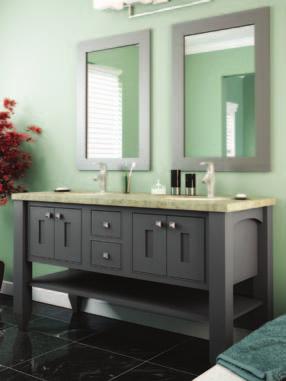 D D This Spa Vanity was created with StarMark s Mackay inset door style in Maple finished in Peppercorn.